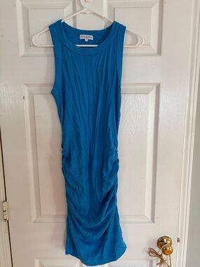 Vibrant blue Michael Stars Sleeveless Ruched Midi Dress -L